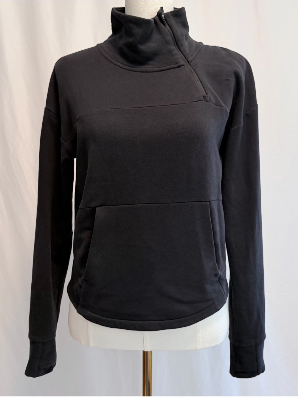 The North Face Black Women's Quarter-Zip Pullover Front Pocket Small Athlesiure